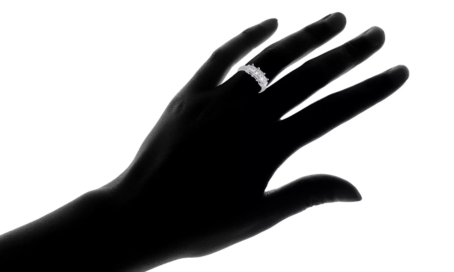 1.00 - 1.50 Cttw 3 Stone Princess Diamond Ring in 14K White Gold - Second Medium