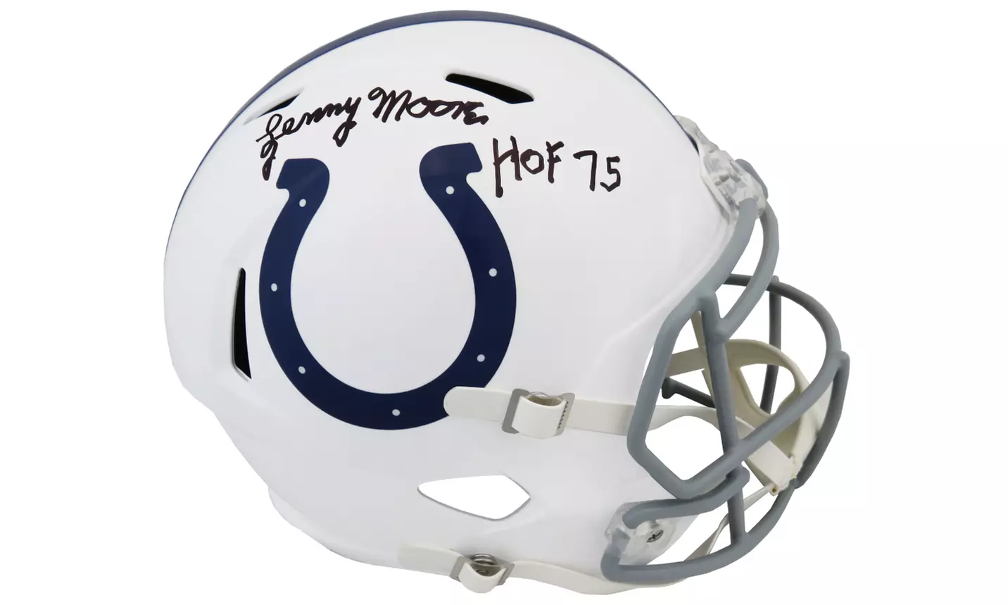 Lenny Moore Signed Colts Riddell Full Size Speed Rep Helmet w/HOF'75 - Primary Image
