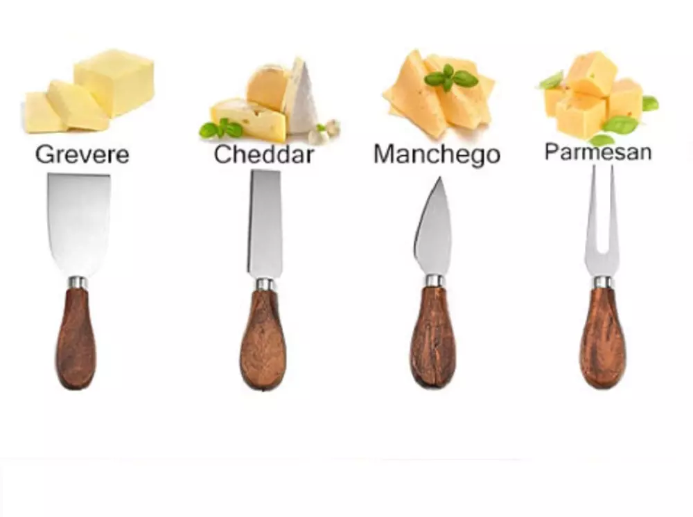 4 Pcs Stainless Steel Cheese Knife Set with Wooden Handle-Cheese Slicer Cutter