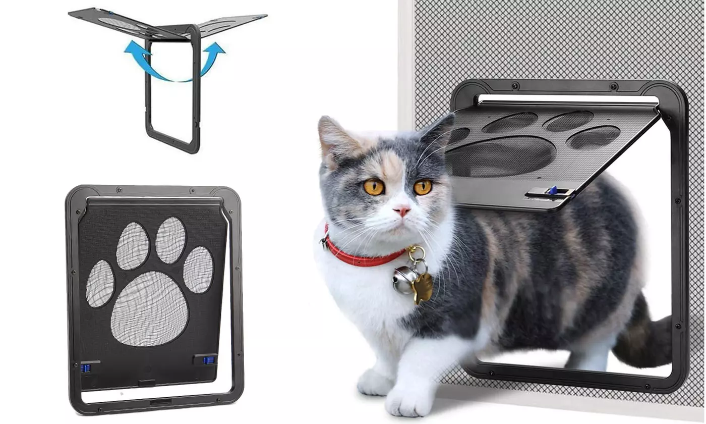 Pets Screen Doggie Door with Magnetic Flap for Exterior Doors Lockable Cat Door - Primary Image