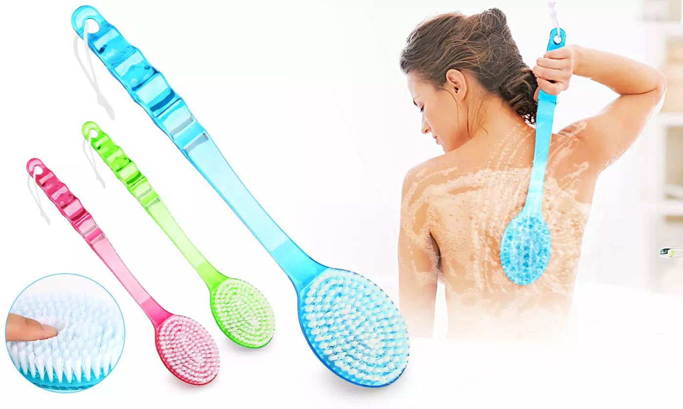 2-Pack Long Handle Medium Stiff Bristles Back Brush Scrubber for Bath 