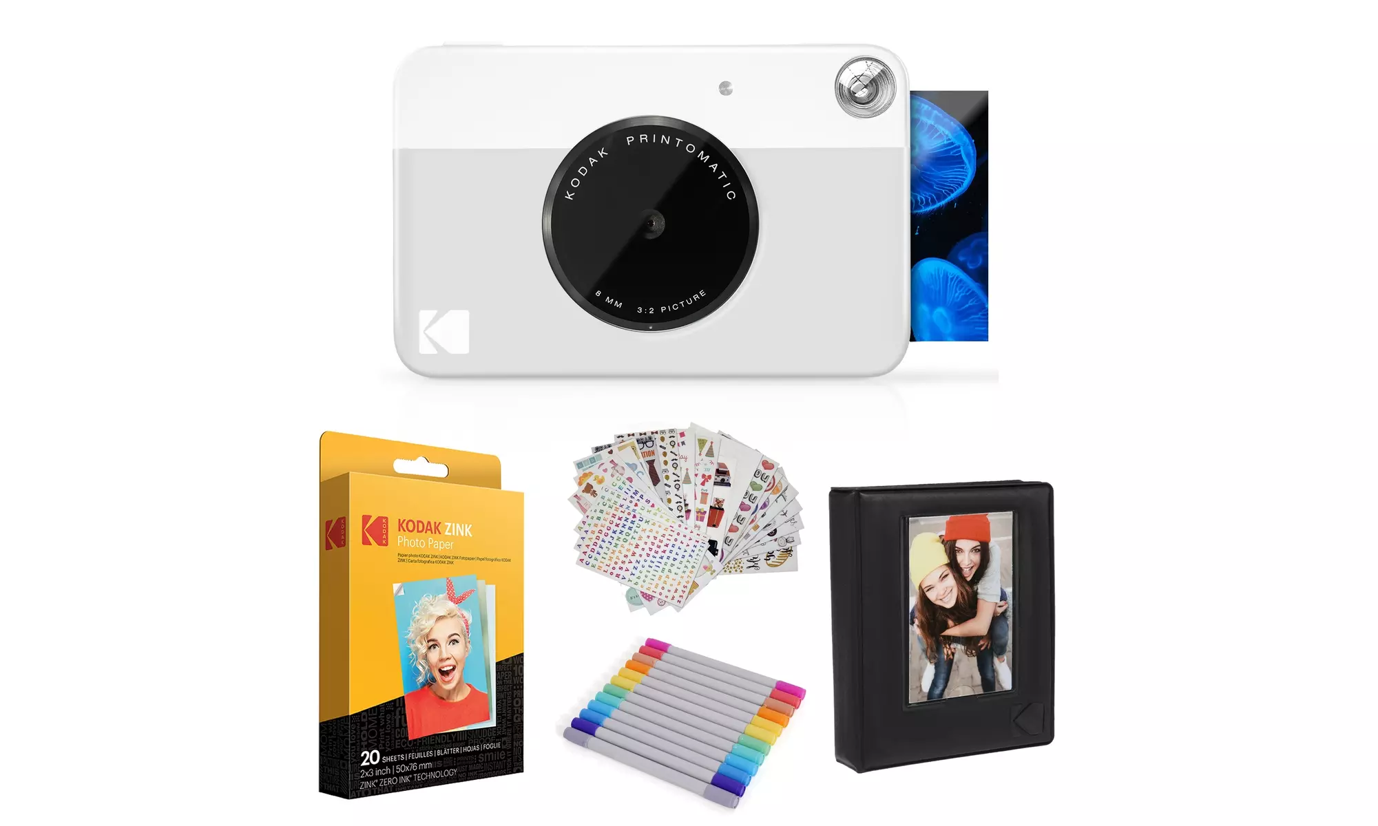 Kodak Printomatic Instant Print Camera & Photo Paper (20 Sheets) Gift Bundle
