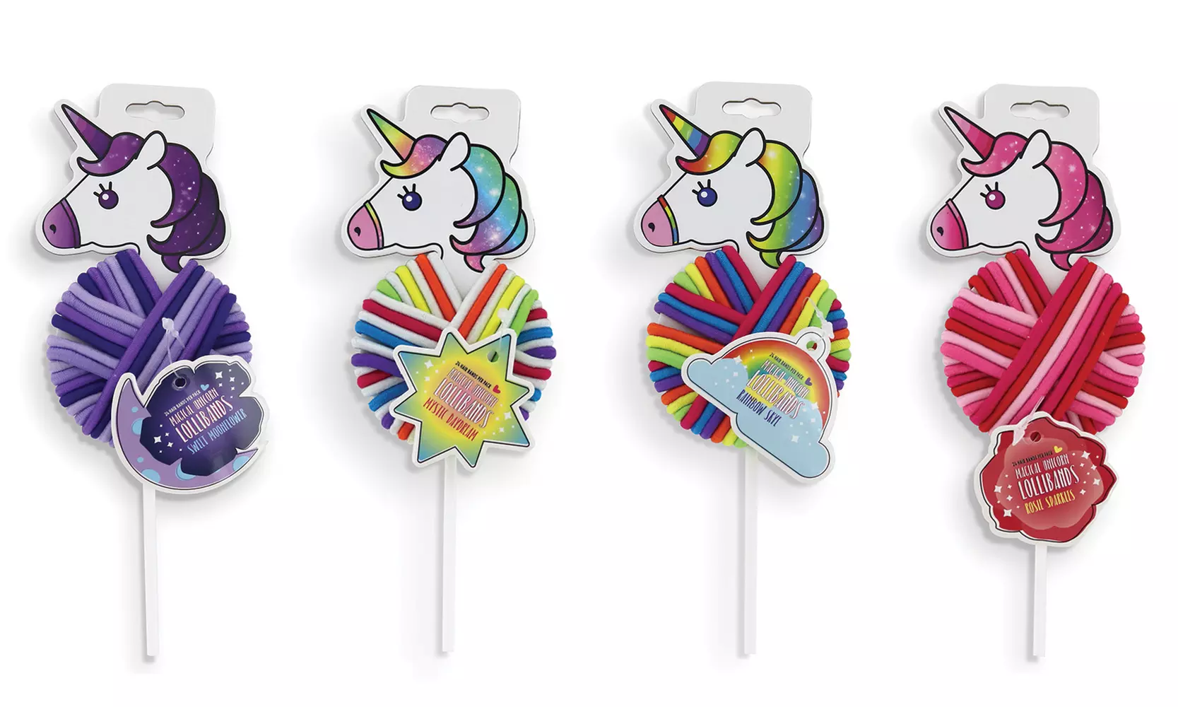 Magical Unicorn Lollipop Hair Tie Elastic Hair Bands (96-Pack) - Primary Image