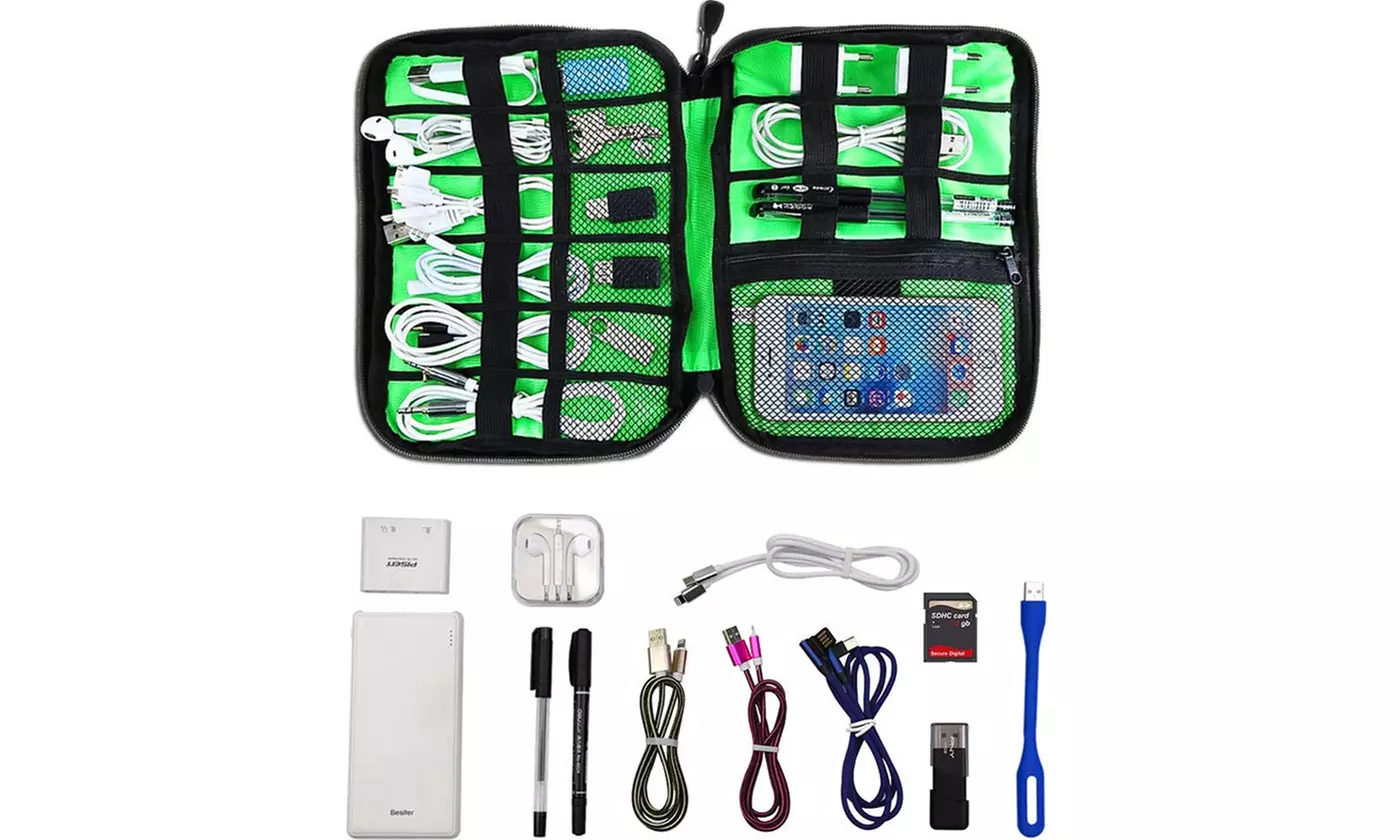 Electronics Accessories Organizer Travel Storage Hand Bag Cable USB Drive Case