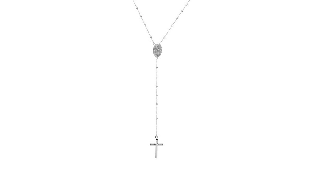 Italian 925 Sterling Silver Dainty Rosary Necklace  