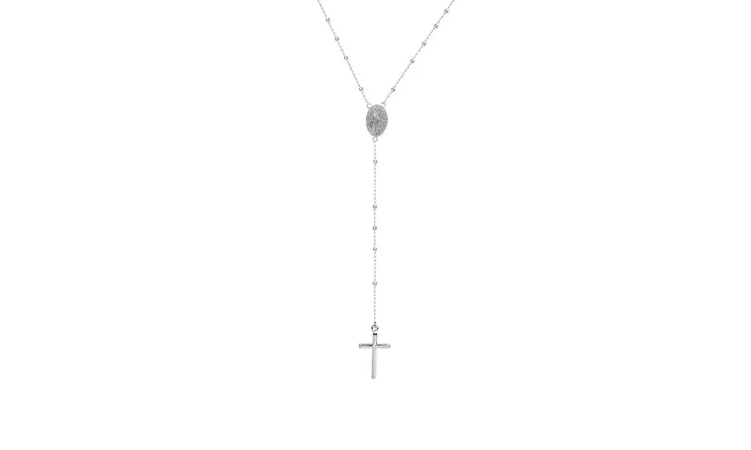 Italian 925 Sterling Silver Dainty Rosary Necklace  