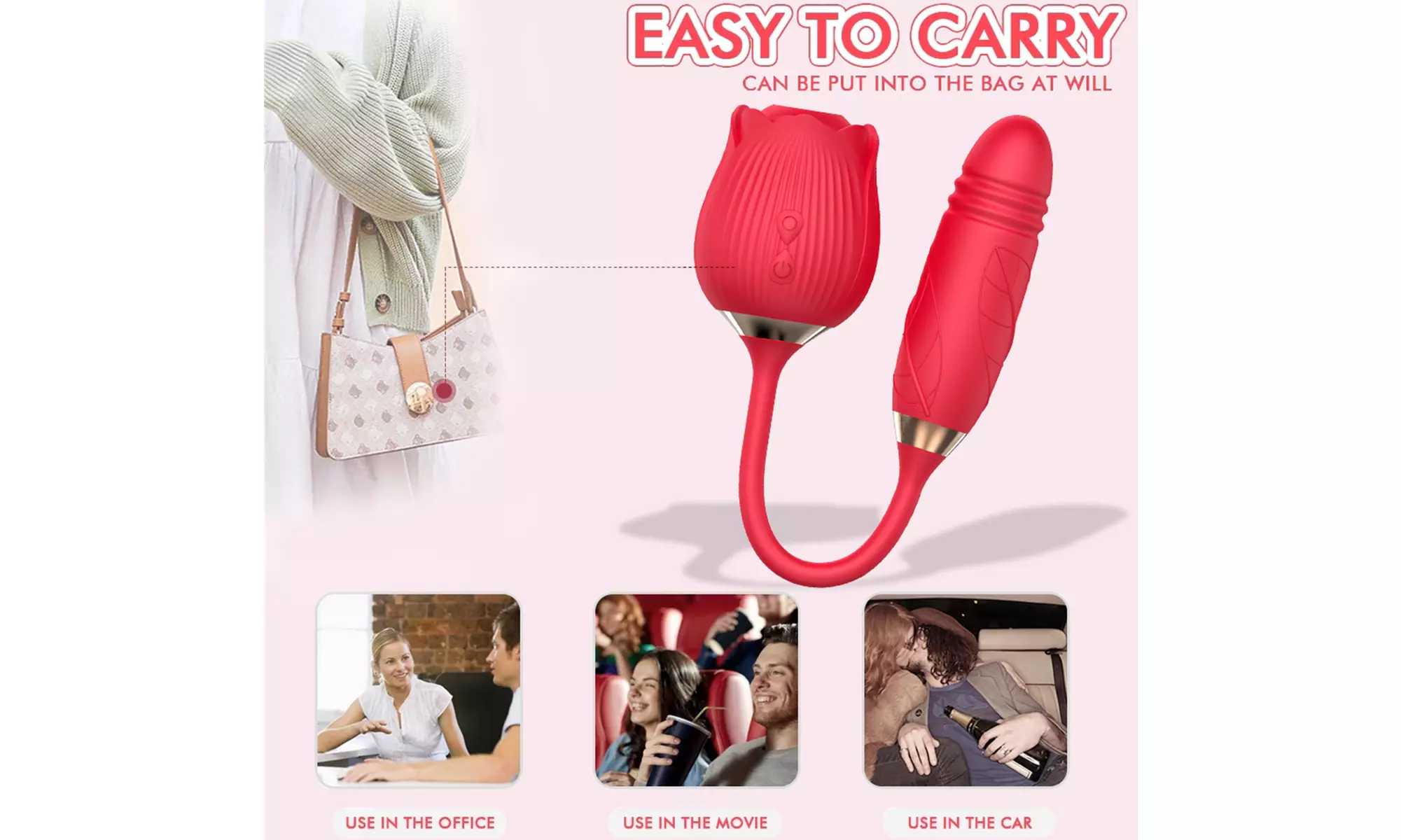 Powerful Rose Clitoral Sucking Vibrator G Spot Thrusting Bullet Sex Toy 10 Speed