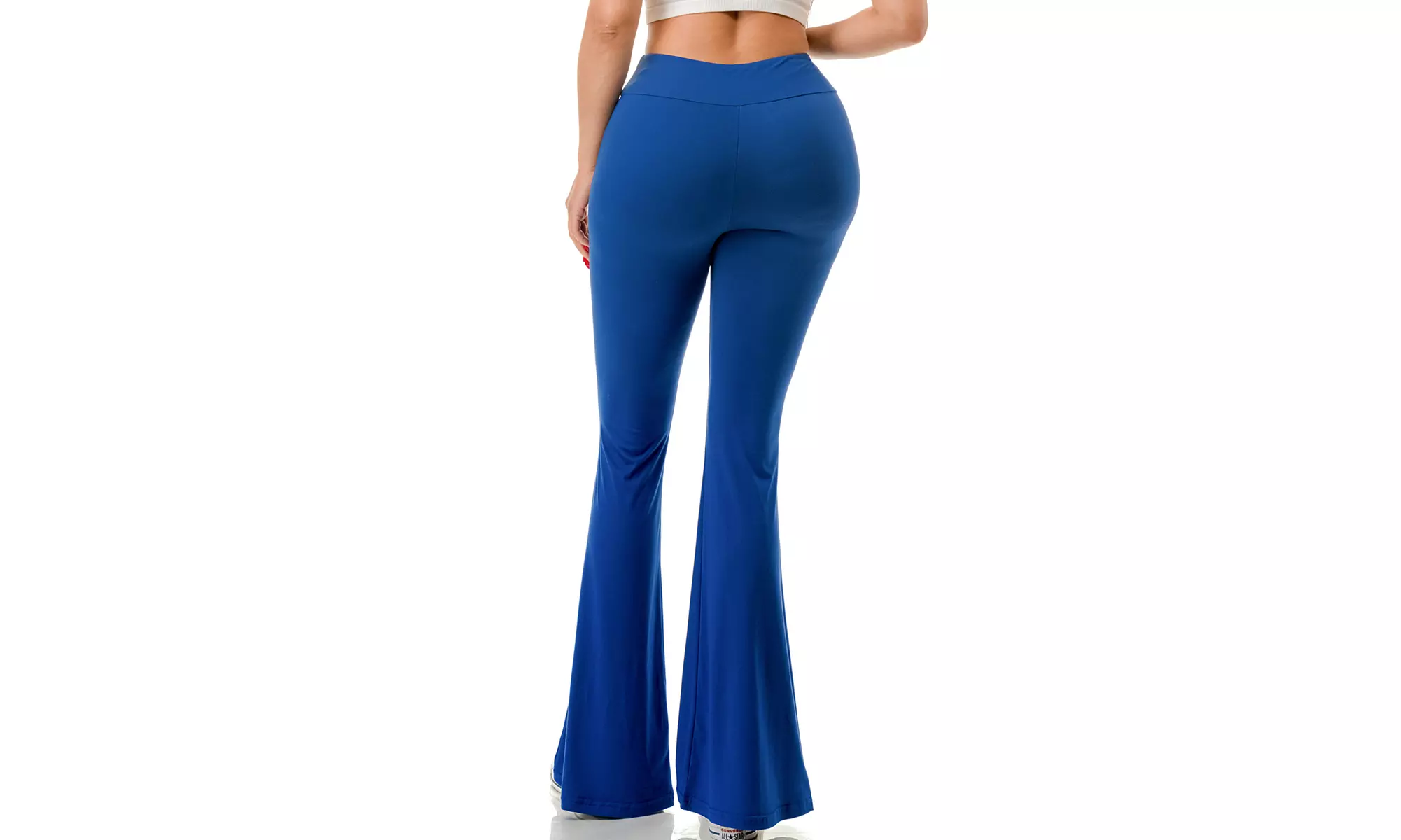 Women's High Waist Flare Leg Pants Elastic Tummy Control Yoga Casual Leggings