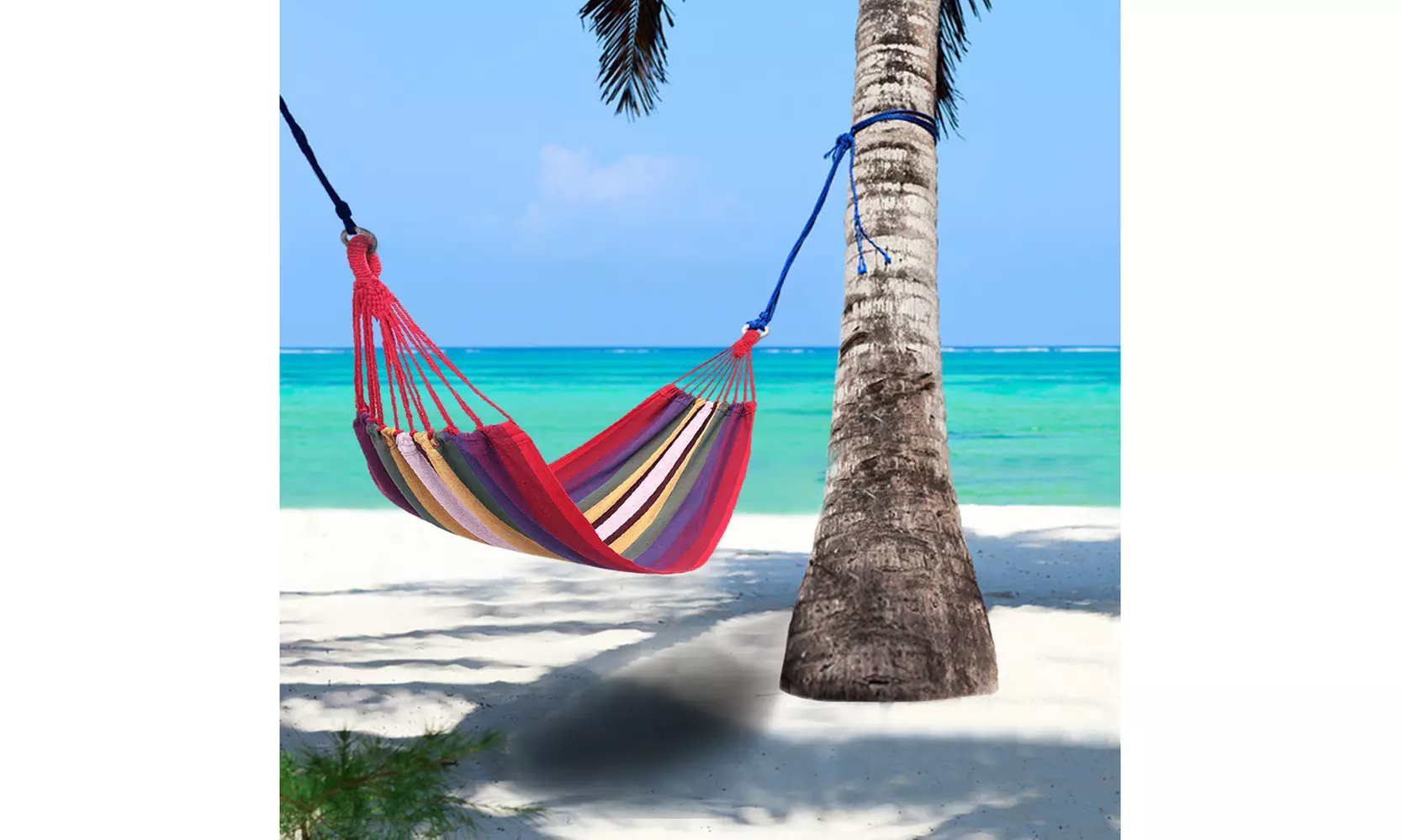 200*80cm Portable Polyester & Cotton Hammock Red Strip - Primary Image