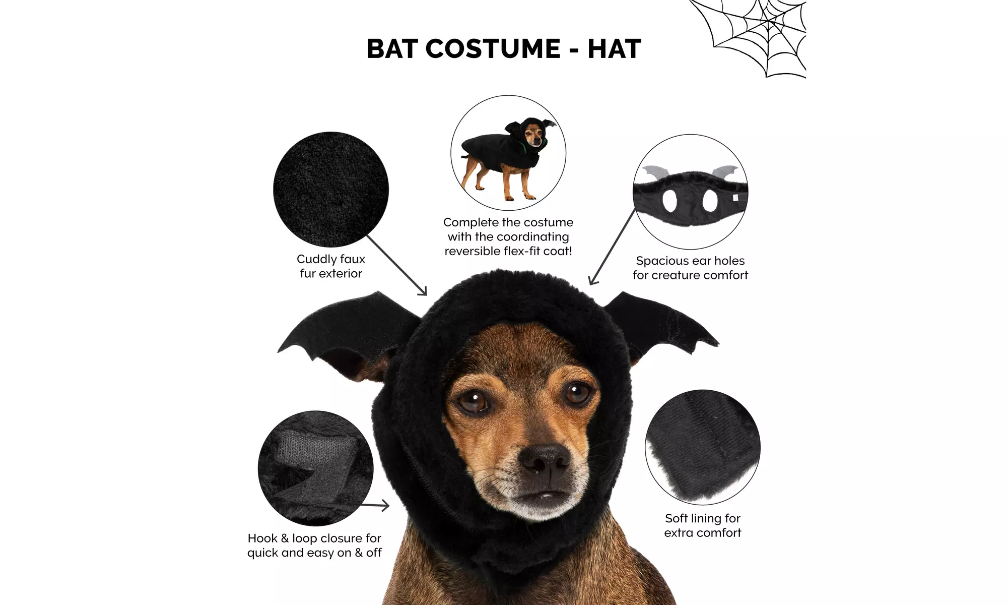 FurHaven Halloween Costume Flex-Fit Pet Costume Hat (Bat, Monster, Polar Bear)