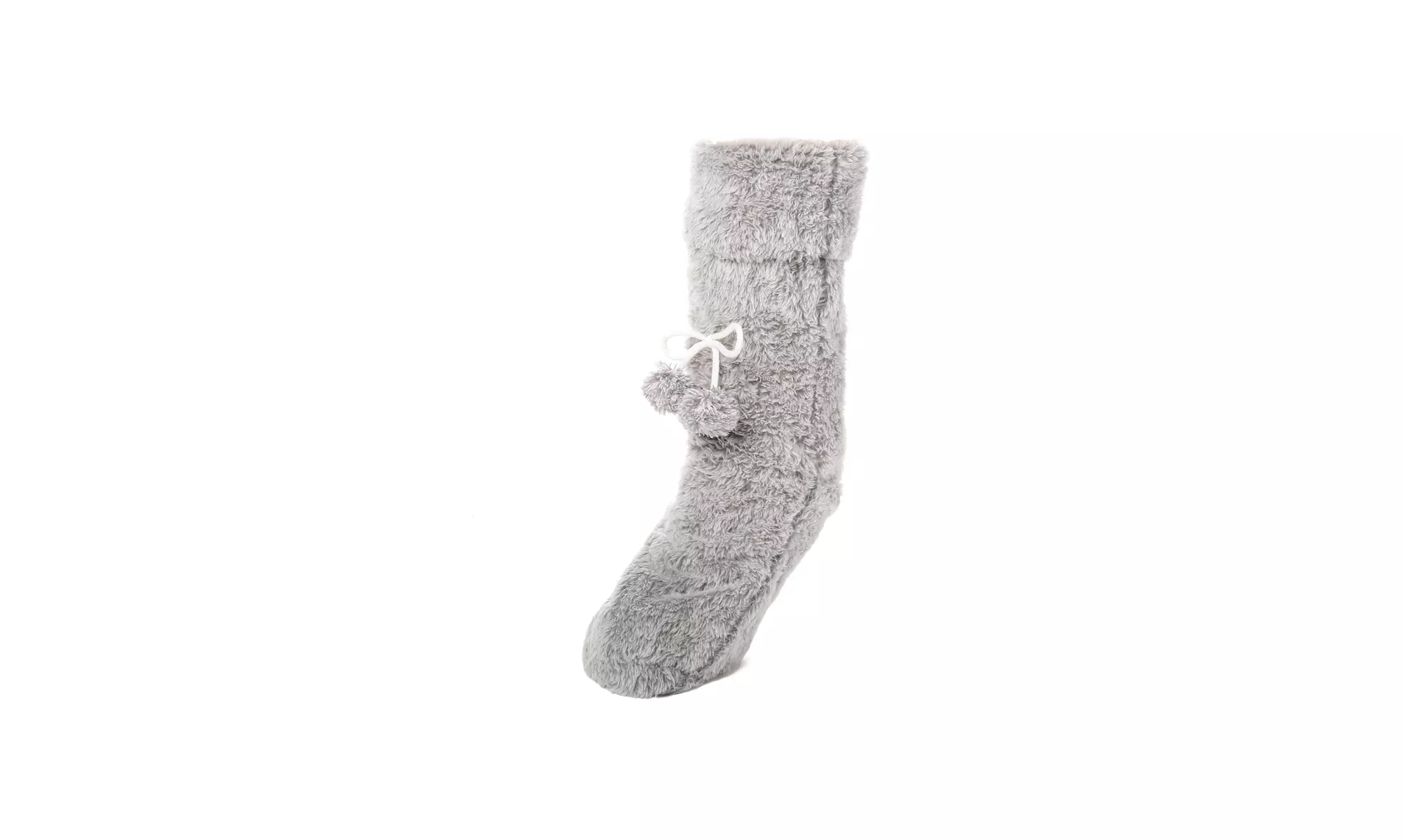 Noble Mount Women's Fuzzy Plush Tall Slipper Socks with Pom-Poms - Primary Image
