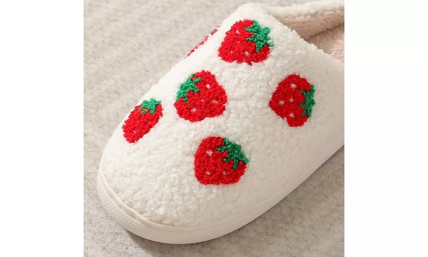 Strawberry Slippers Cute Comfy Bedroom Slippers Warm Soft Memory Foam Slippers 