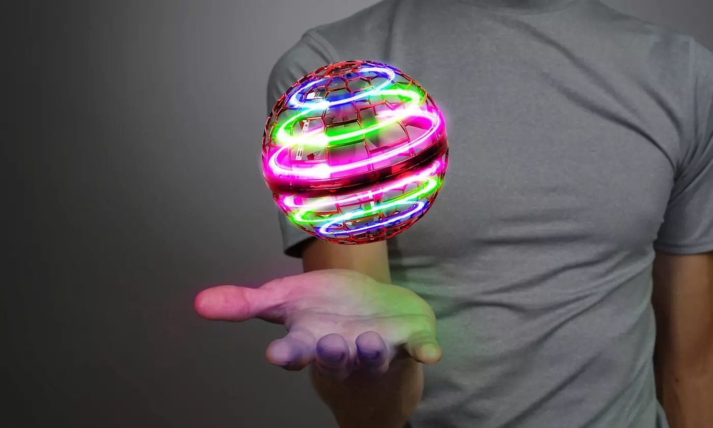iMounTEK LED Flying Ball Toy 360-Degree Hand-Controlled Hover Drone with Lights