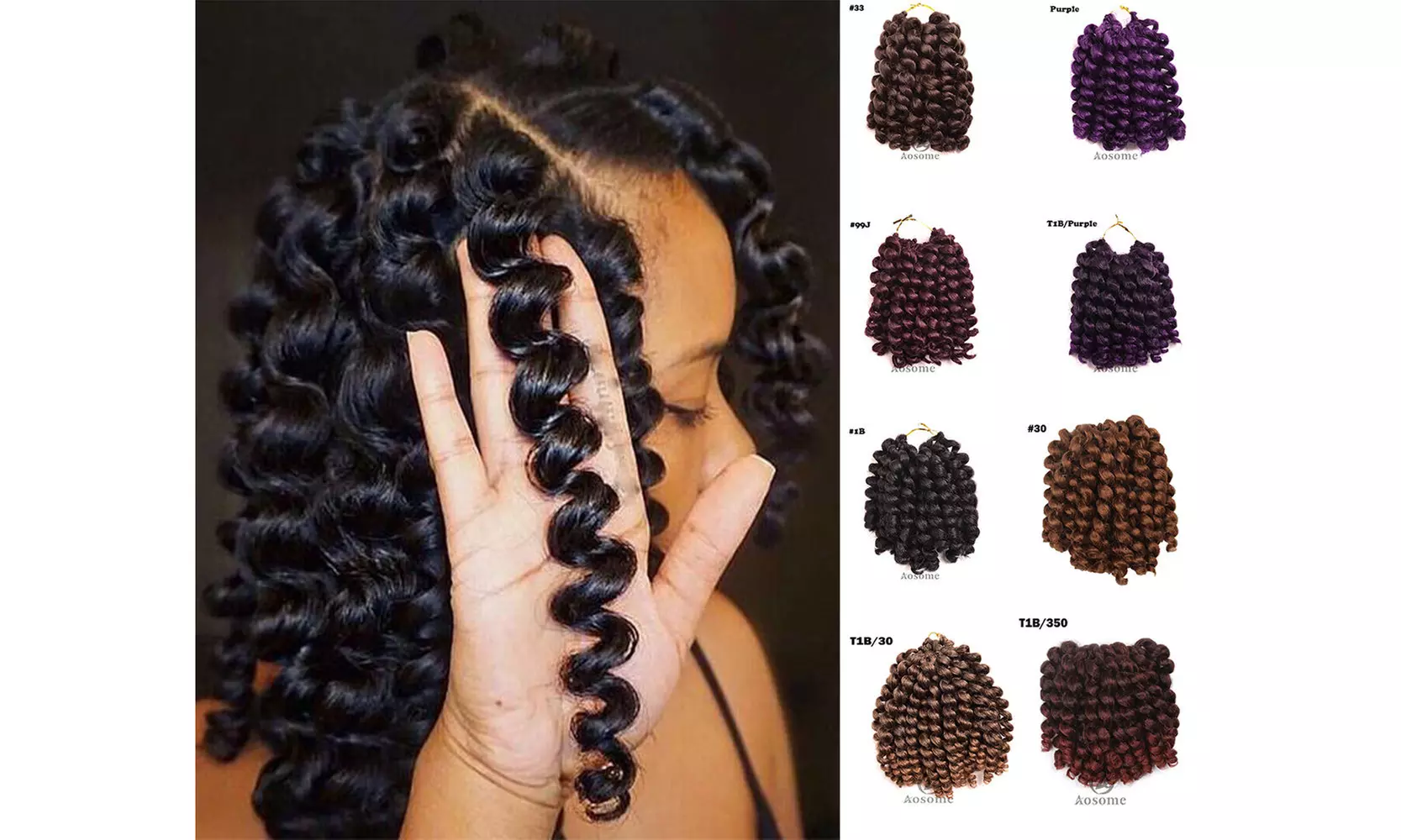 8'' Wand Curl Ombre Havana Mambo Twist Braiding Crochet Hair Extensions 20strand - Primary Image