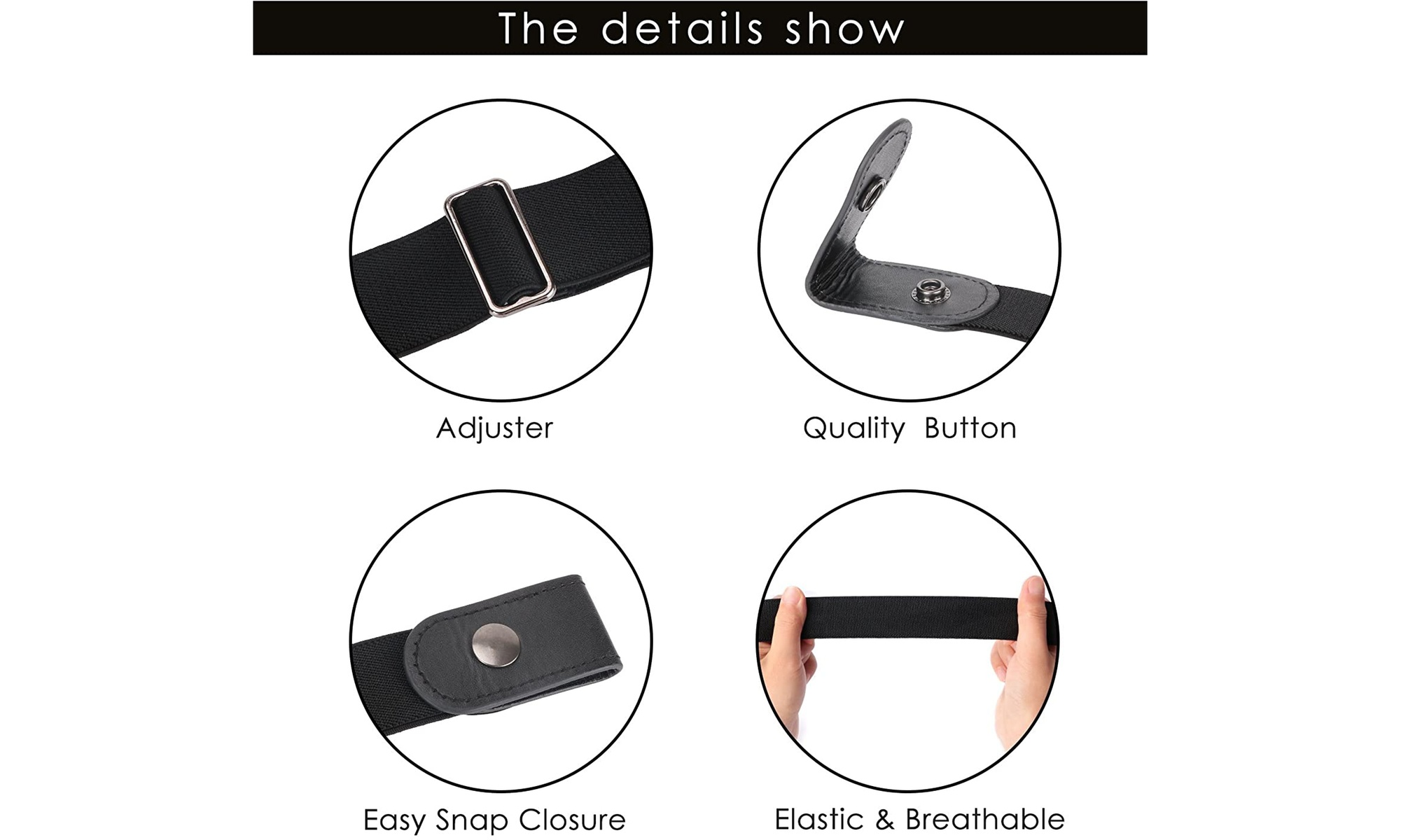 No Buckle Elastic Stretch Belts for Men and Women Comfortable Invisible Belts