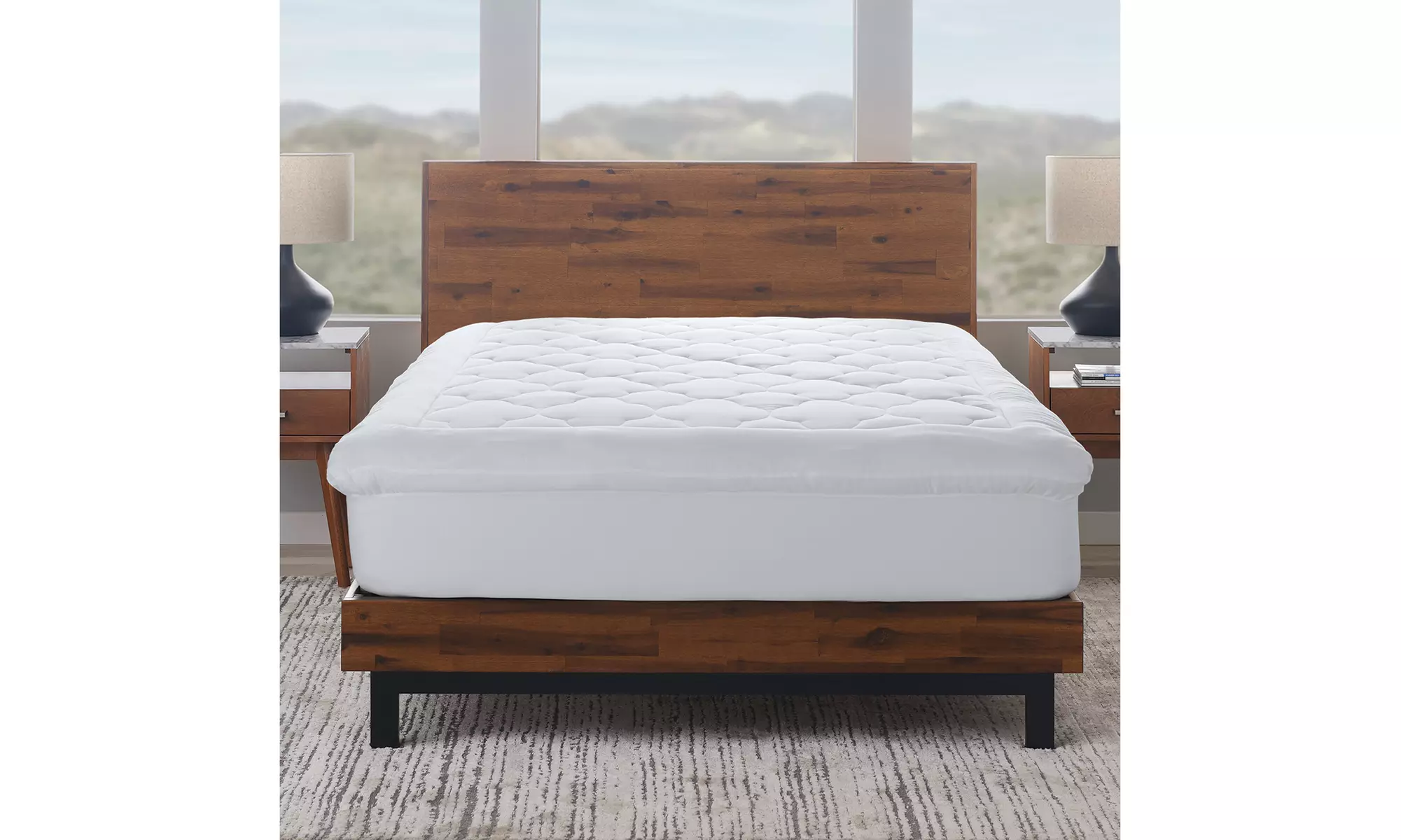 Lofty 100% Cotton Plush Gel Fiber Filled Mattress Topper - Primary Image