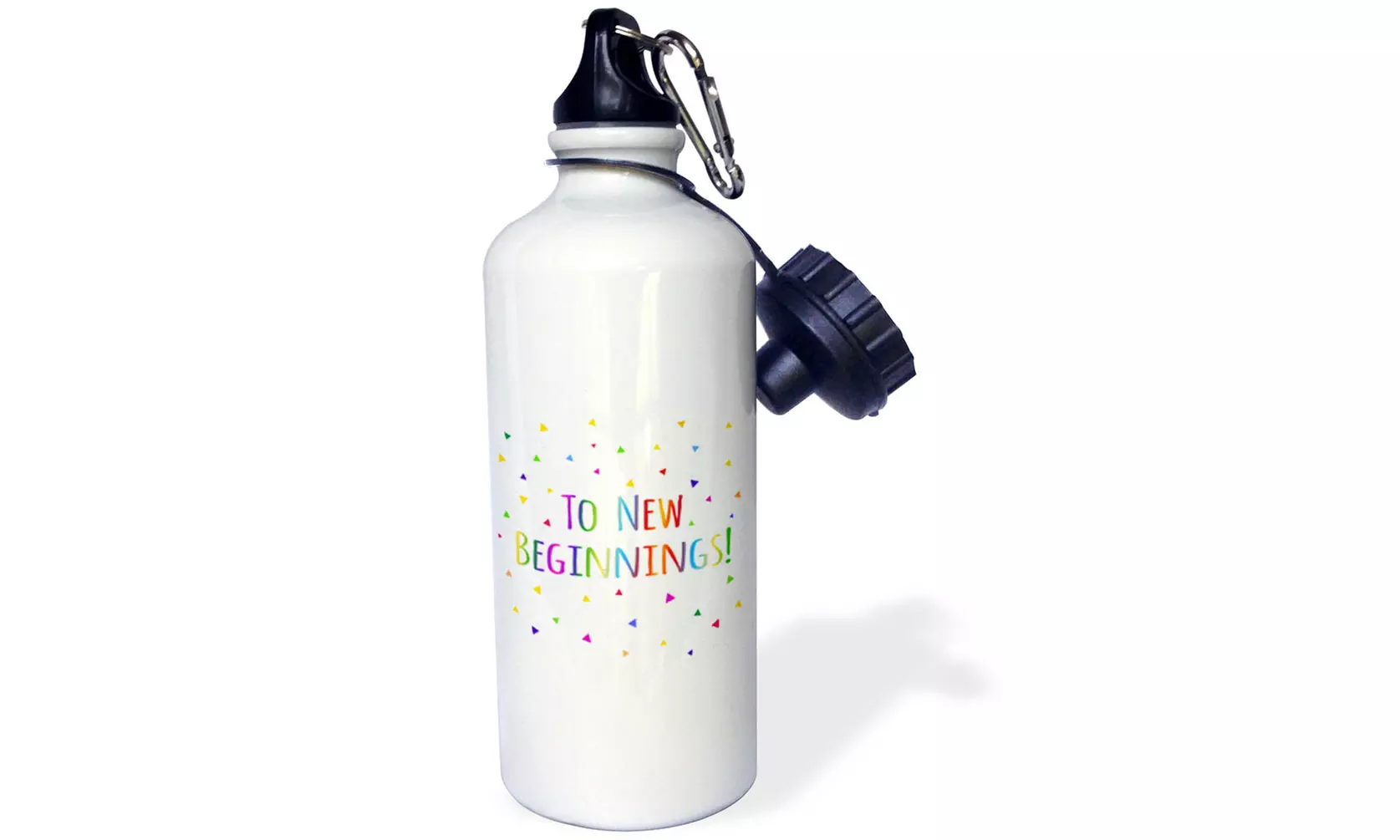  Water Bottle To New Beginnings colorful rainbow text celebrating fresh chapter  - Primary Image