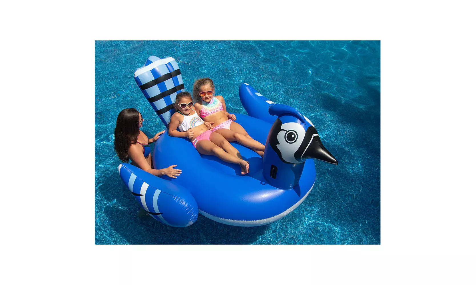 Giant 91" Inflatable Mega Blue Jay Ride On Swimming Pool Float Raft - Second Medium