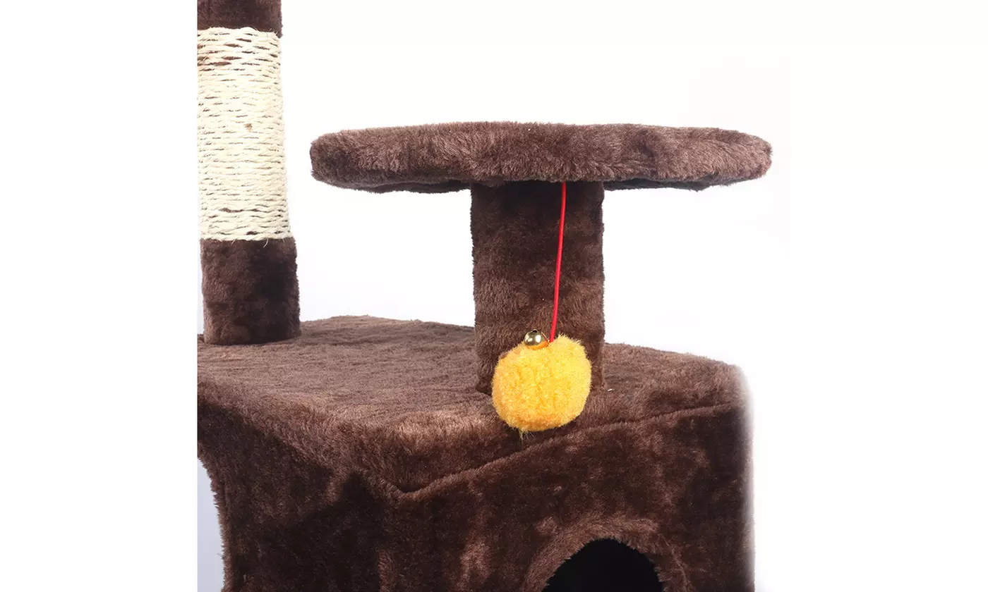 52" Upgrade Sisal Hemp Cat Tree Brown Kitten Activity Tower Condo  - Second Medium