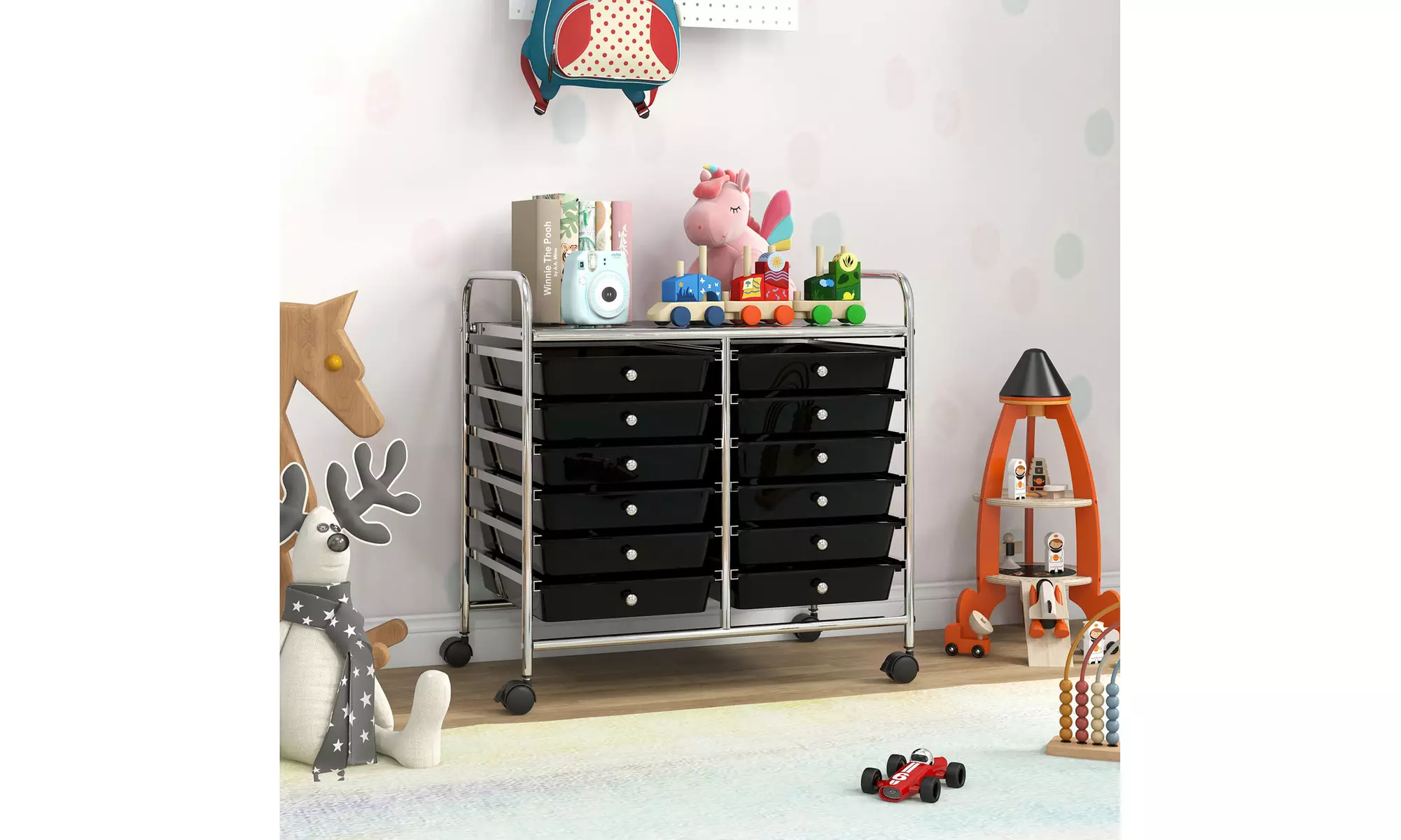 Costway 12 Drawers Rolling Cart Storage Scrapbook Paper Studio Organizer Bins