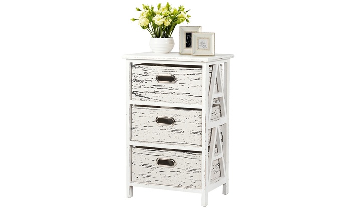 Up To 12 Off On Chest W 3 Fabric Drawers Vint Groupon Goods