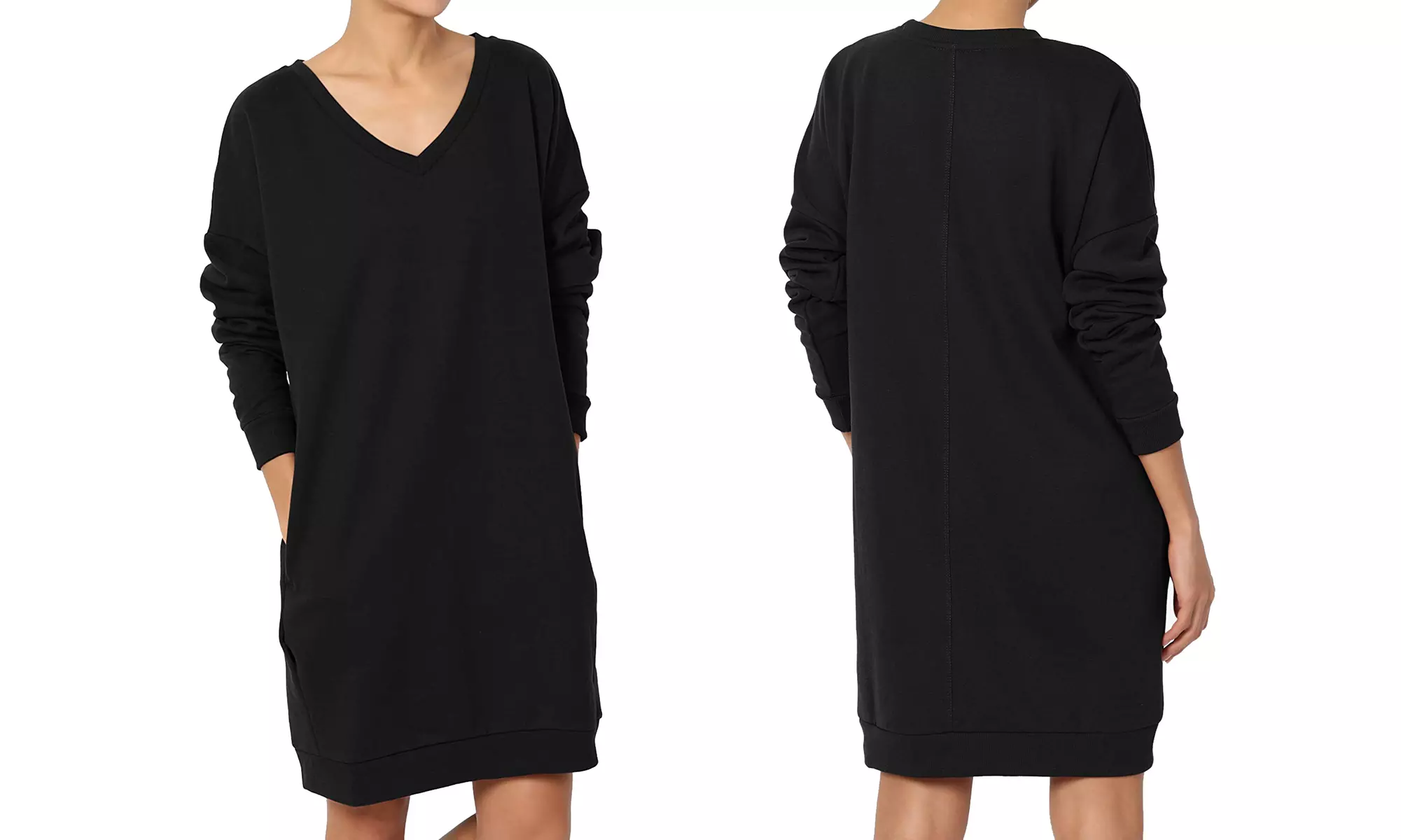 Haute Edition Women's Loose Fit Sweatshirt Dress With Pockets S-3X