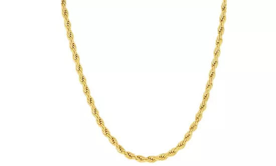 10K Gold 3MM Diamond-Cut Rope Chain Necklace - Primary Image