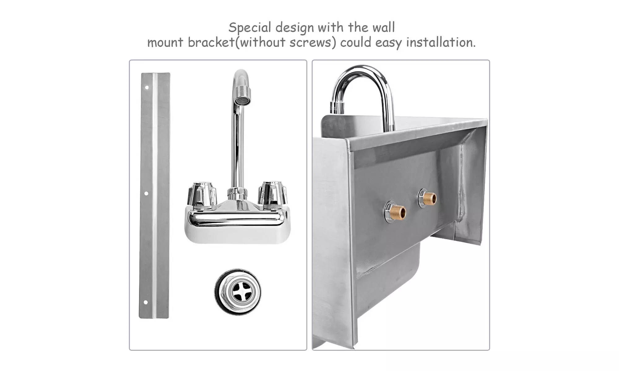Costway Stainless Steel Hand Washing Sink and Side Splashes