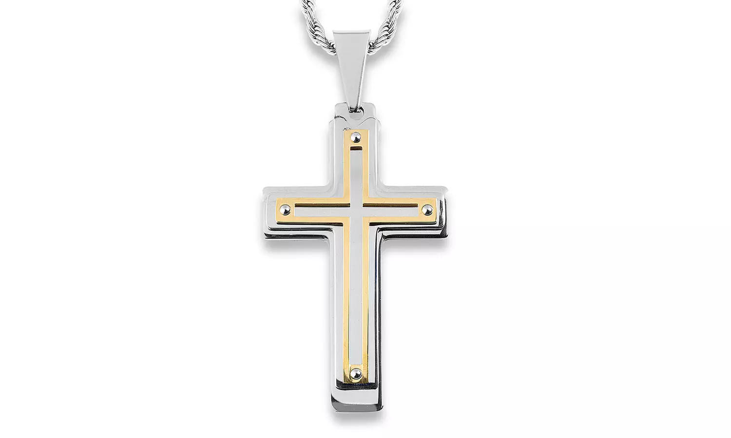 Two Tone Stainless Steel Multi Layer Cross - Primary Image