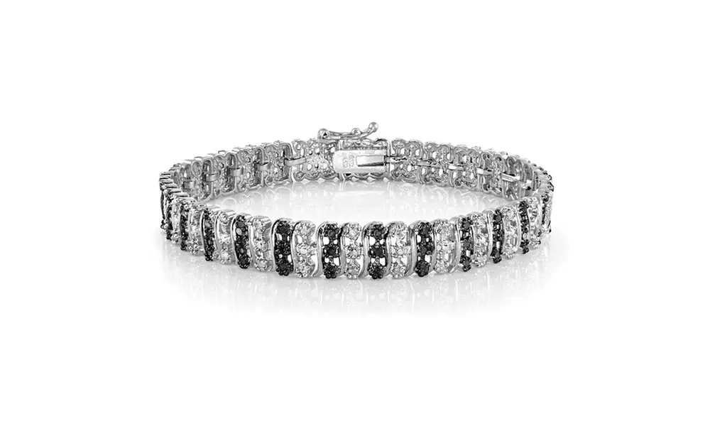 1.00 Carat TDW Black & White Diamond S Pattern Tennis Bracelet - Second Medium