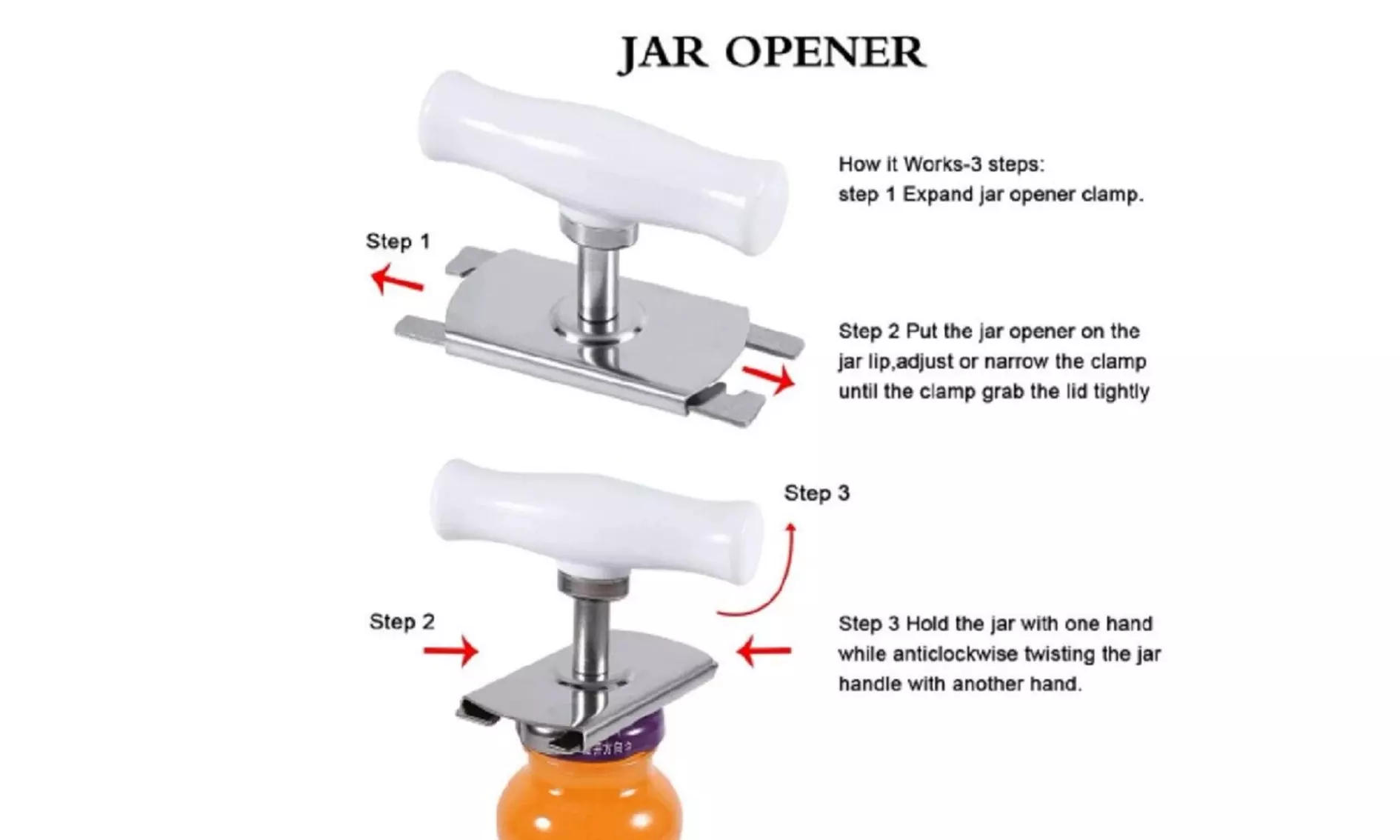 Easy-Grip Jar Opener Tool- Lid Opening for Weak Hand- Multipurpose Jar Wrench