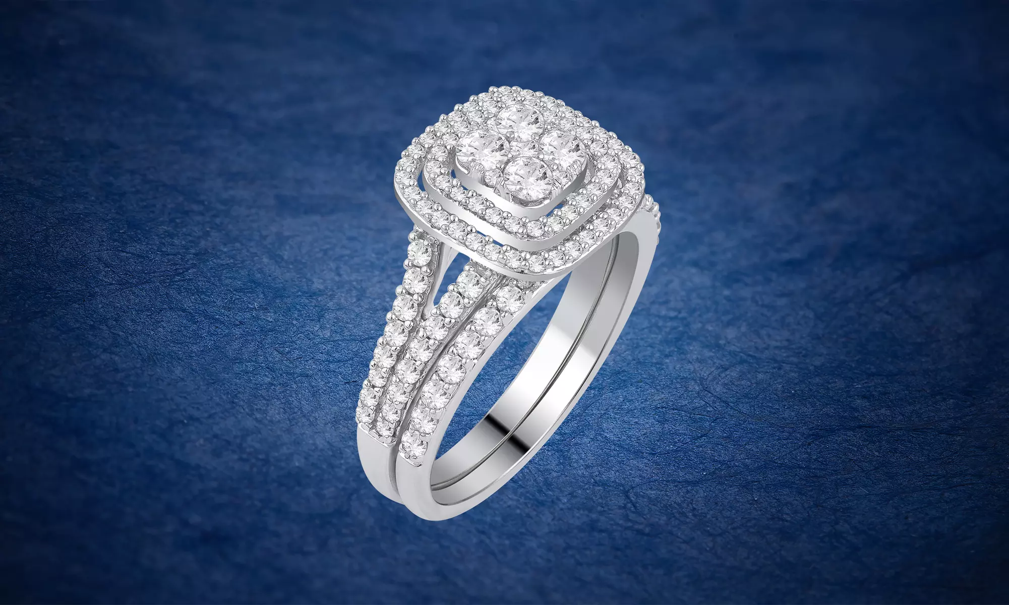 1.00 Cttw Diamond Double Round Halo Bridal Set in 10K Gold by Brilliant Diamond - Primary Image
