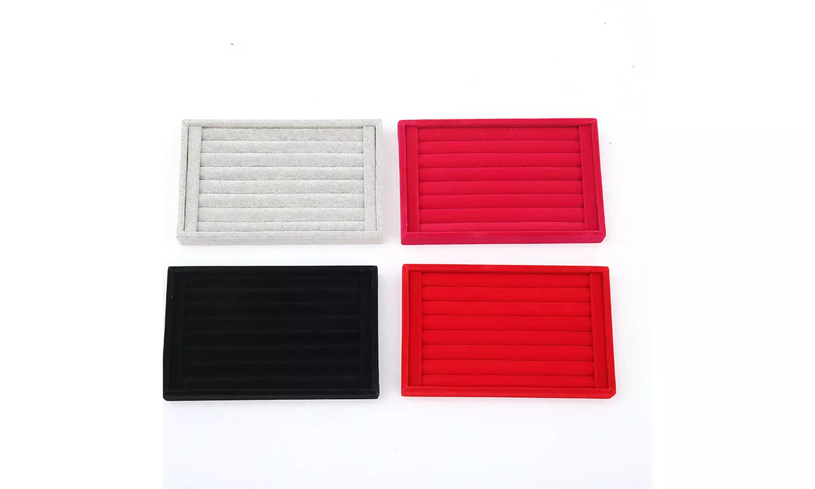 1-2 Pc Velvet Jewelry Ring Display Organizer Tray Holder Earring Storage Case