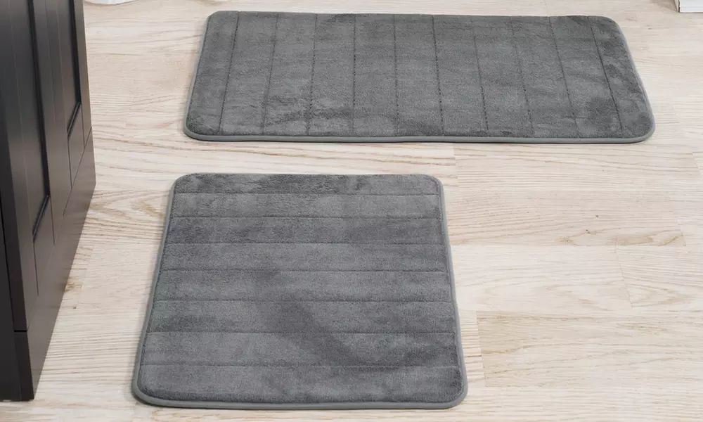 Lavish Home Memory Foam Striped Bath Mat Set (2-Piece) - Primary Image