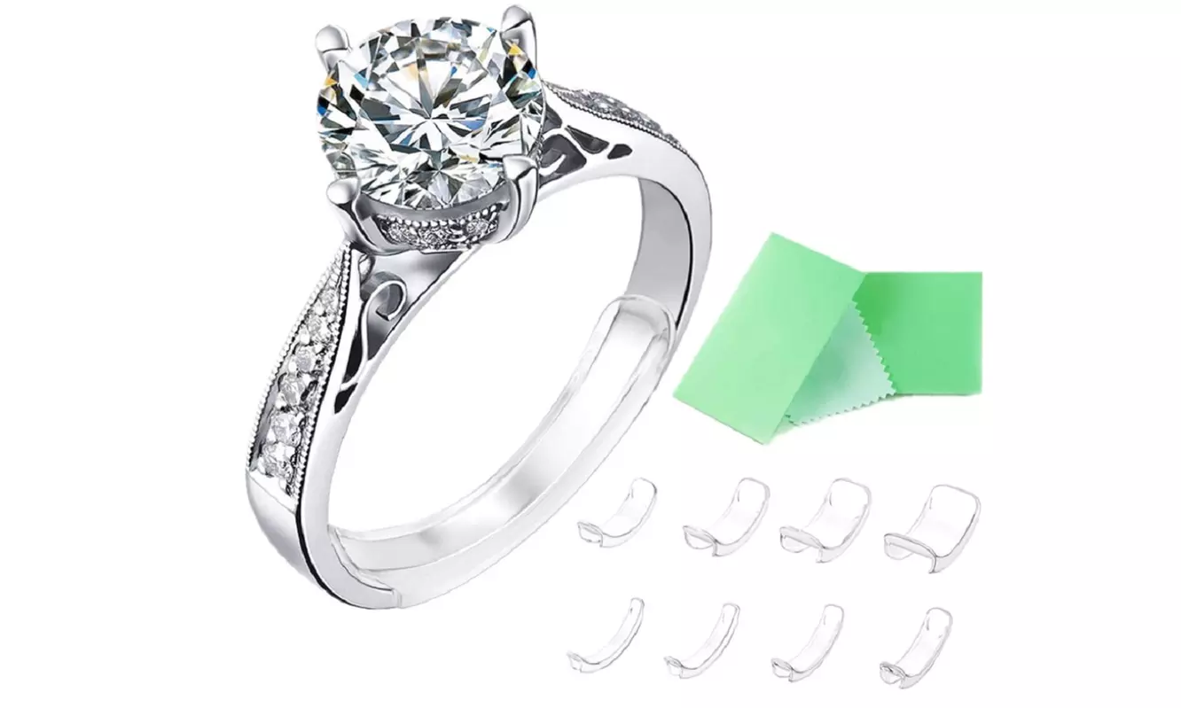8Pcs Ring Size Adjuster Invisible Clear Ring Sizer Jewelry Fit Reducer Guard US - Primary Image