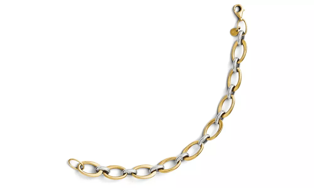 Italian 14k Two-Tone Gold Polished Link Bracelet - 7.25 inches - Second Medium