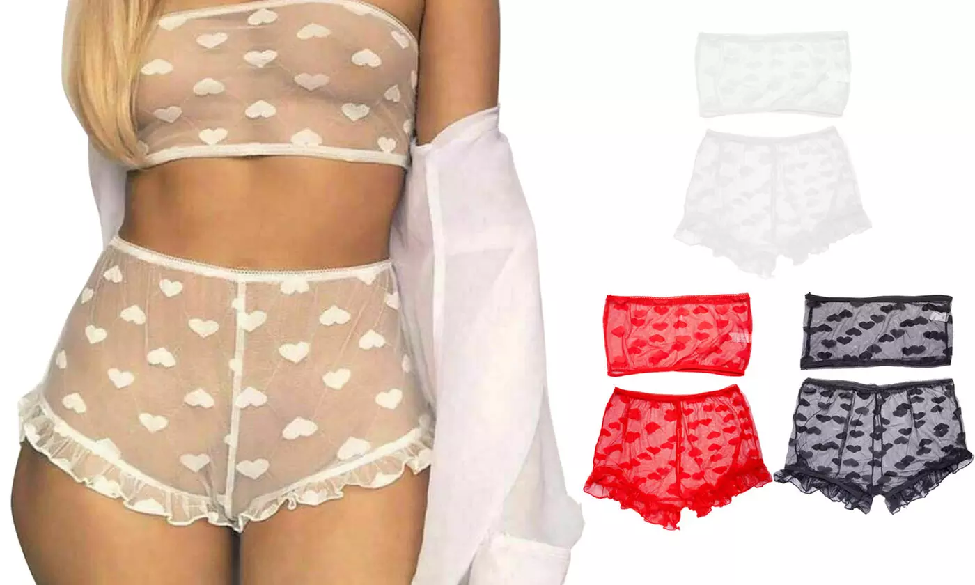 Women's Mesh Sheer Lace Sexy Bra and Panty 2 Piece Exotic Lingerie Sets