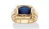 Men's 2.20 TCW Created Blue Sapphire and Diamond Accent 18k Gold-Plated Ring