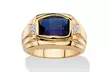 Men's 2.20 TCW Created Blue Sapphire and Diamond Accent 18k Gold-Plated Ring - Second Medium
