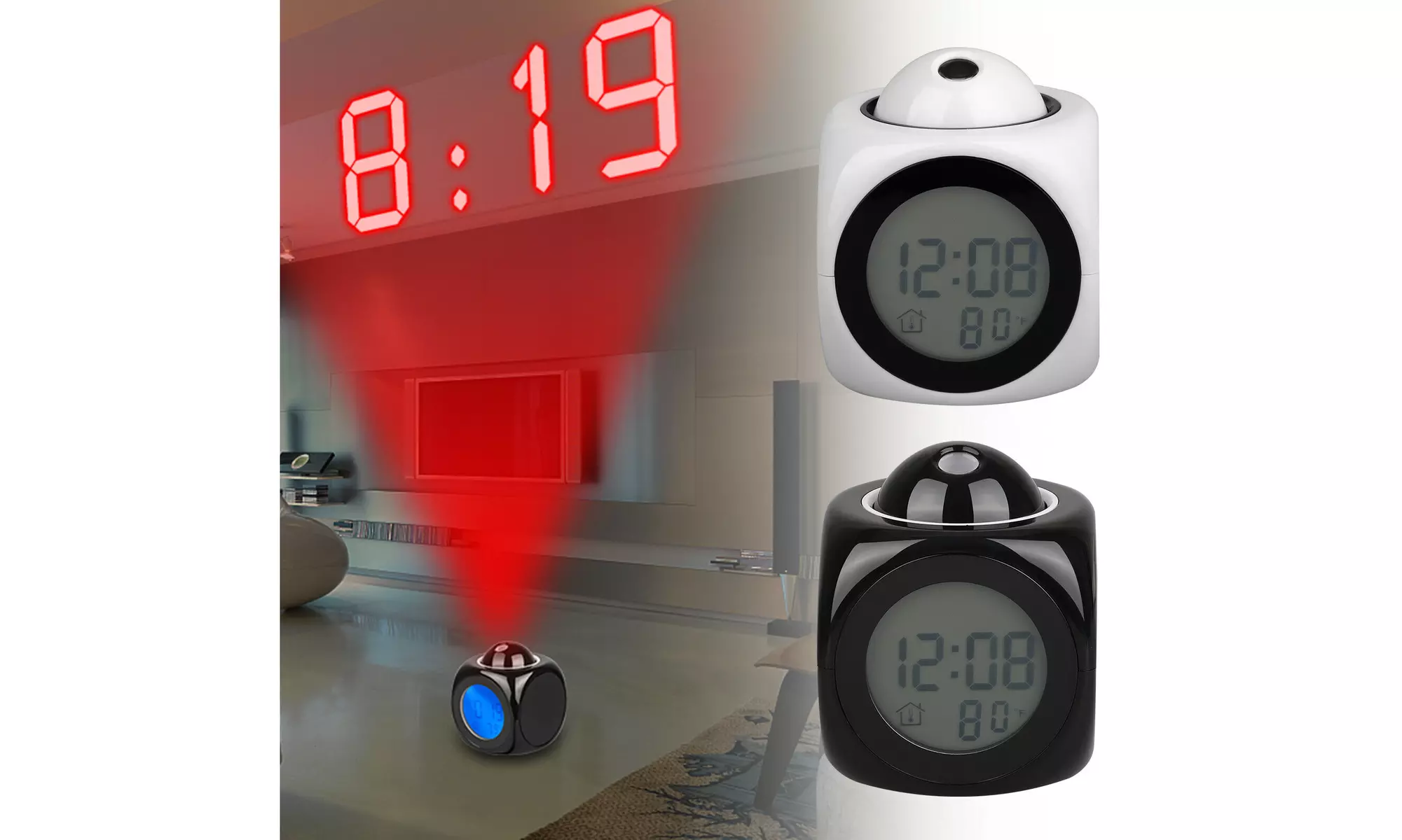 Digital Projection Alarm Clock With LCD Display Voice Talking LED Projector - Primary Image