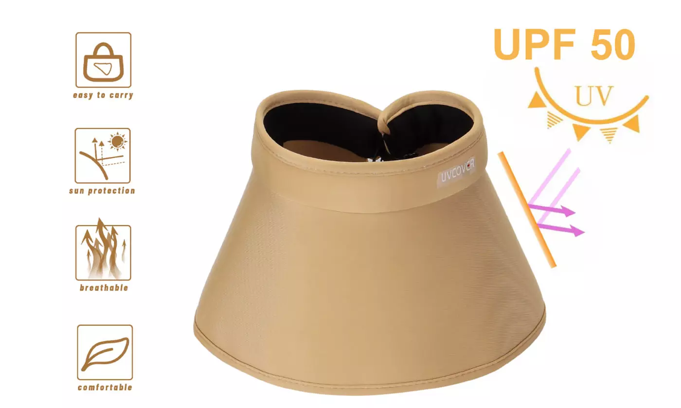 Women Wide Brim Roll-Up Ponytail Summer Sun Visor Hat UV Protection