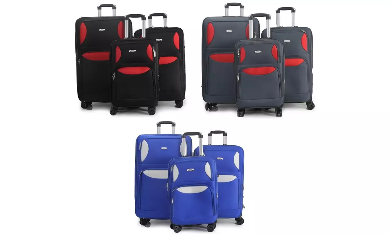 Soft shell Lightweight Expandable Spinning Wheels Combo Lock 3 Piece Luggage Set - Primary Image