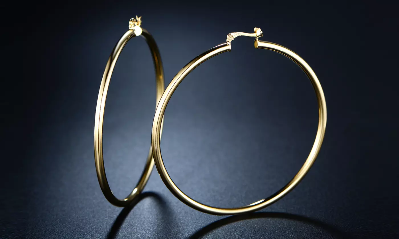 60mm 18K Gold Plated Hoop Earring By Sevil - Primary Image