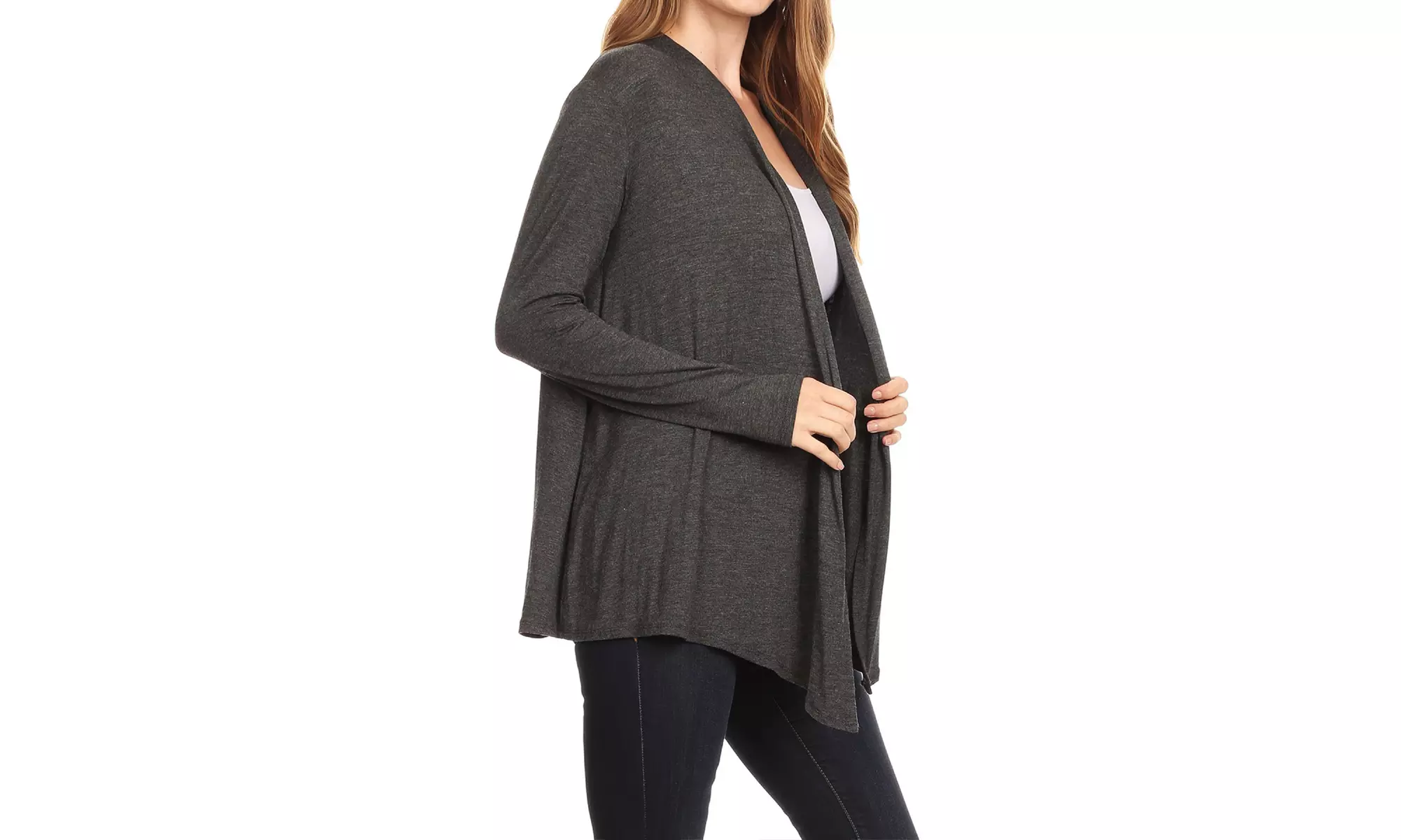 Solid Lightweight Soft Long Sleeves Open Front Cardigan