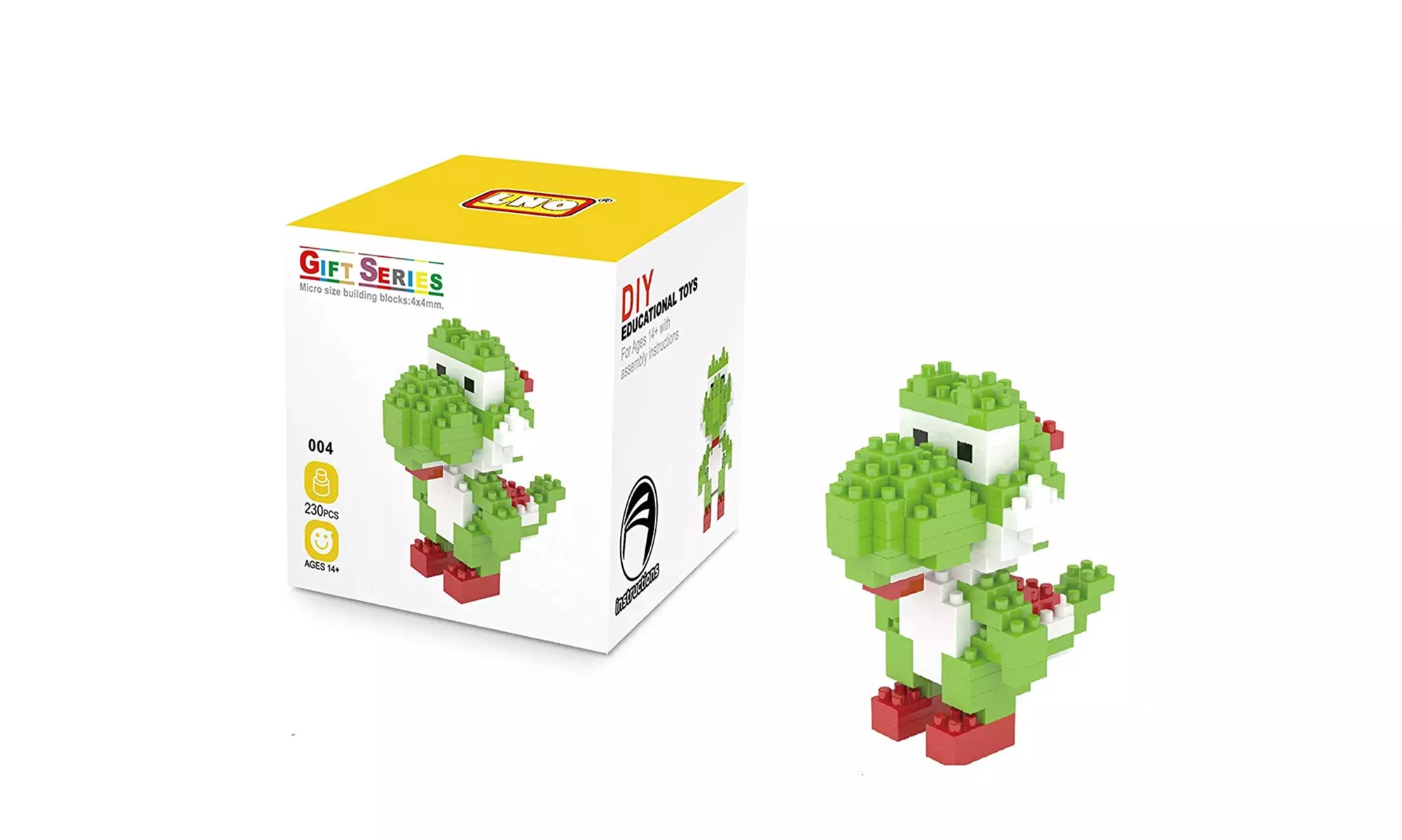 LNO Super Mario Bros Green Yoshi Monster Figure Mini Building Block Toy  - Primary Image