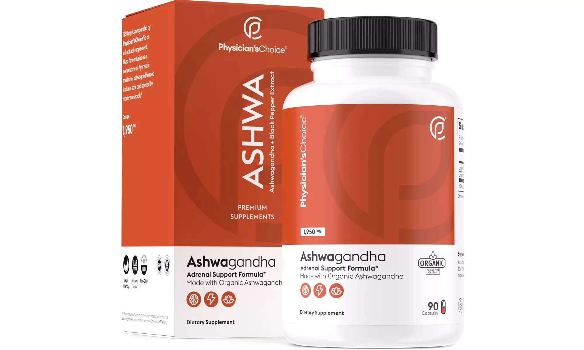 Physician's Choice Organic Ashwagandha 1950 mg (90 Ct) - Primary Image