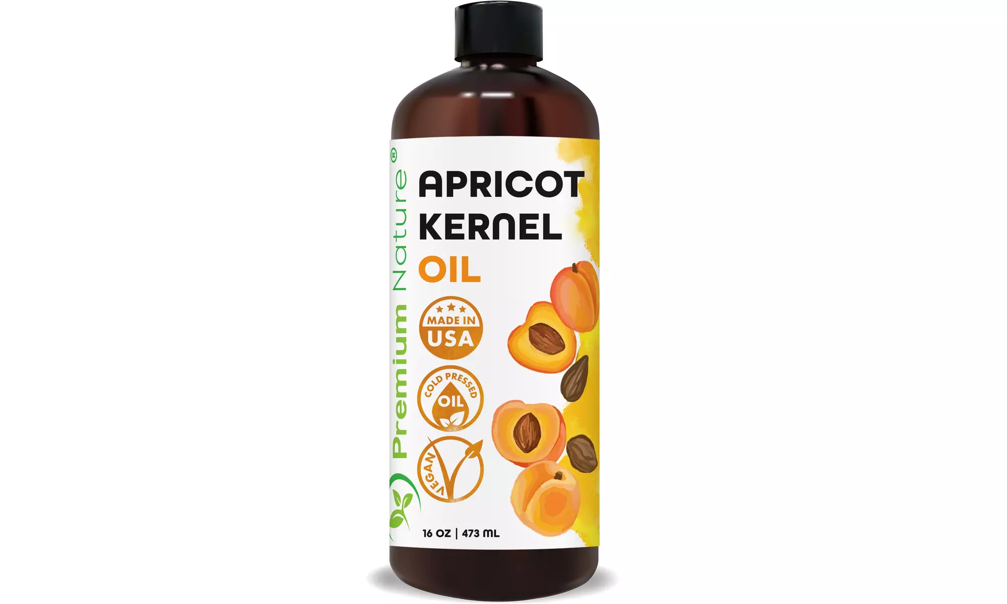 Apricot Kernel Oil 16 oz from Premium Nature, organic, unrefined, cold pressed - Primary Image