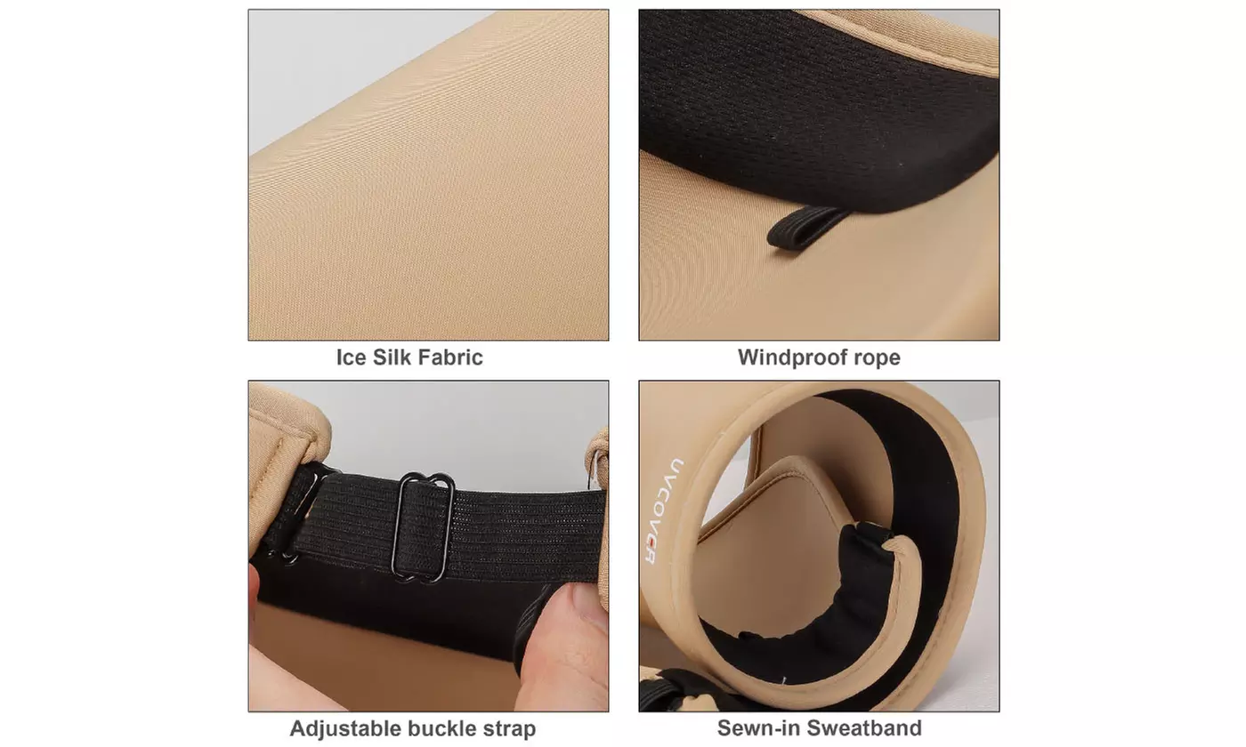 Women Wide Brim Roll-Up Ponytail Summer Sun Visor Hat UV Protection