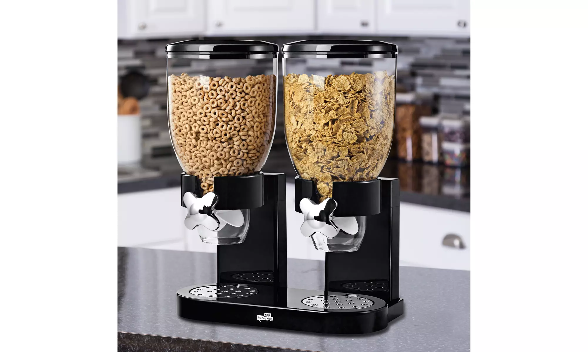 Plastic Double Cereal Dispenser with Portion Control  - Primary Image