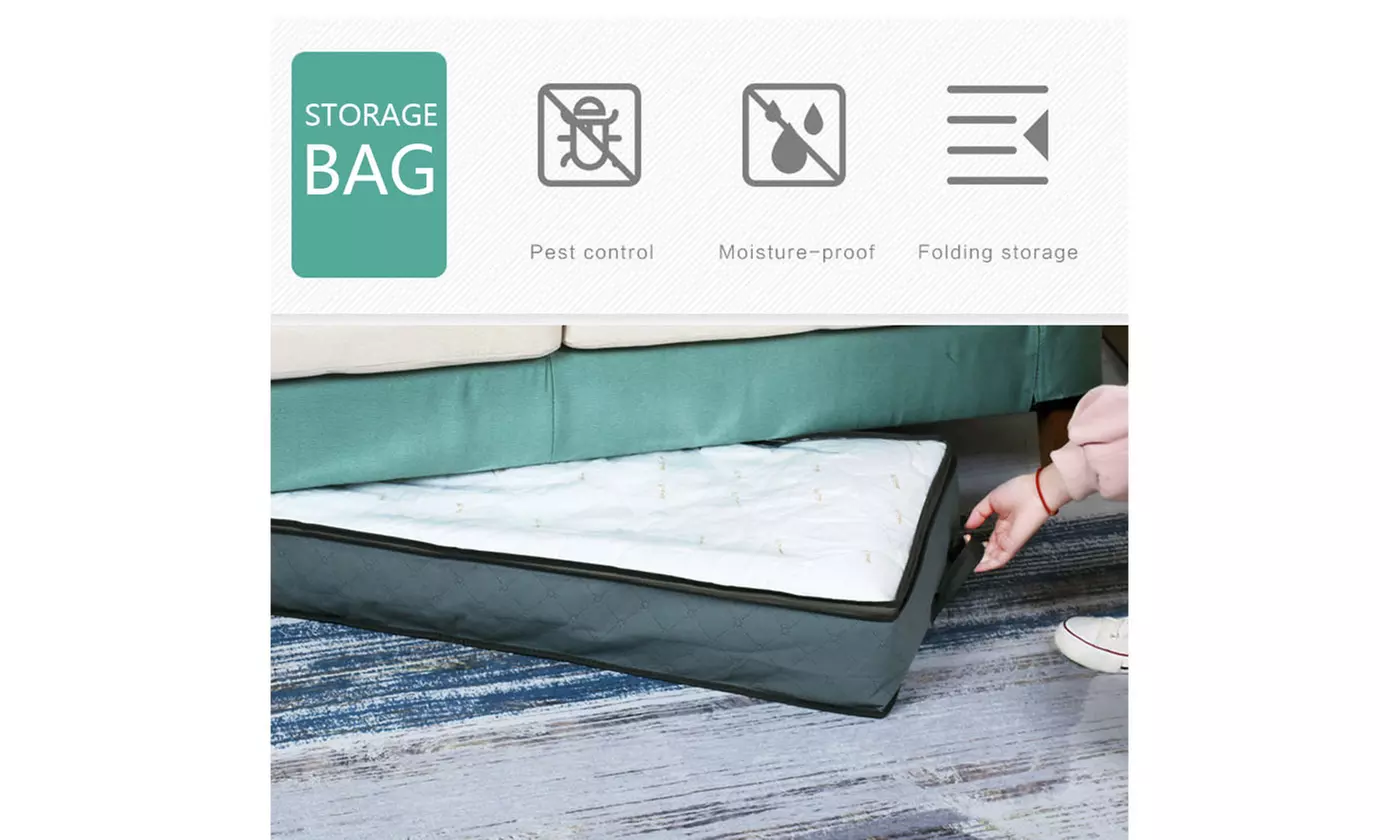 Two Pieces Zippered Underbed Clothes Storage Bag